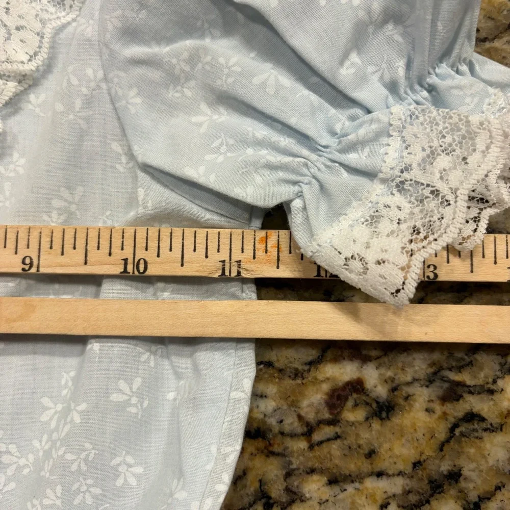 Vintage Cradle Togs Light Blue Floral Lace Embroidered Bib Collar Dress Kids